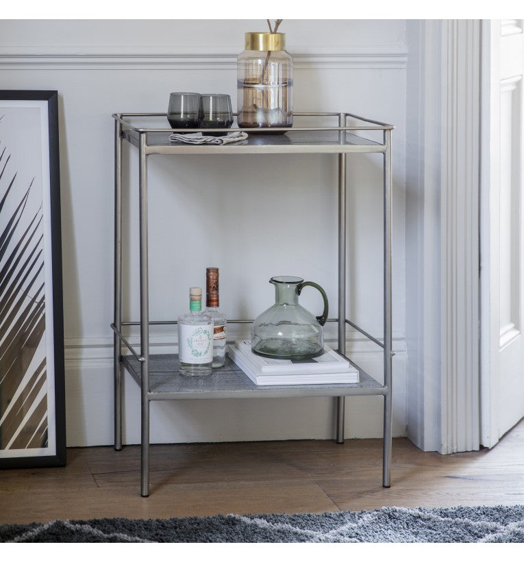 Matiere Silver Iron Side Table with Marble Top