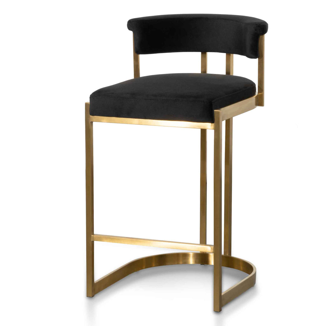 Gilman Black Velvet Bar Stool - Golden Base