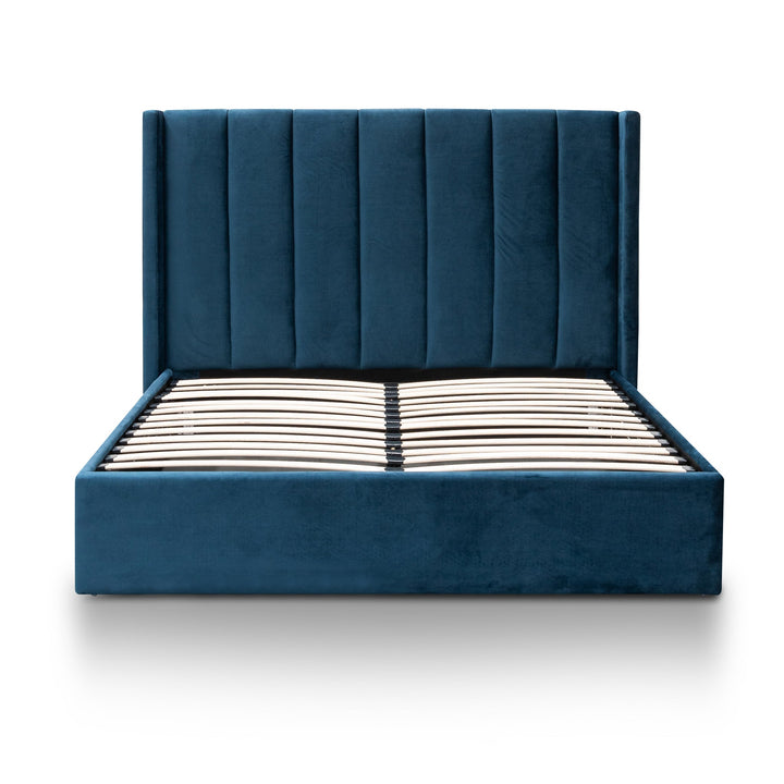 Sittingbourne King Bed Frame - Teal Navy Velvet with Storage