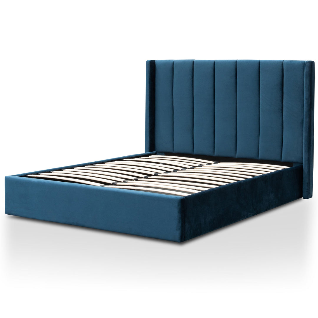 Sittingbourne King Bed Frame - Teal Navy Velvet with Storage