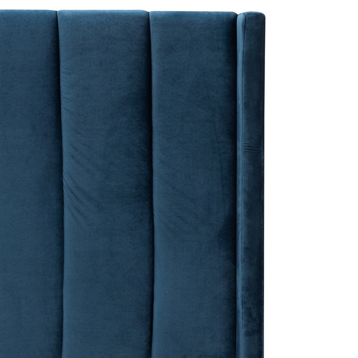 Sittingbourne King Bed Frame - Teal Navy Velvet with Storage