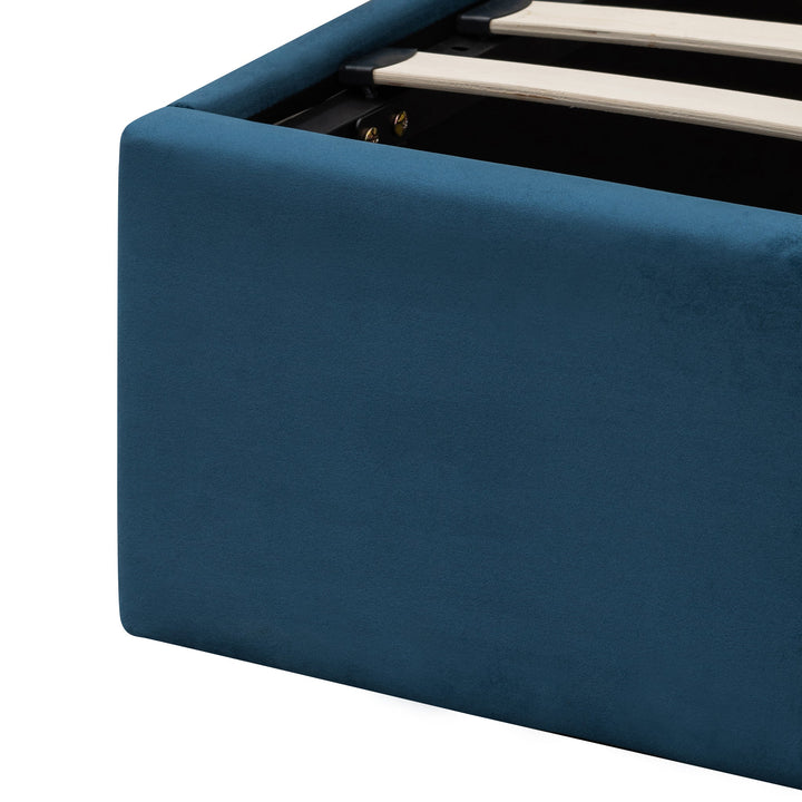 Sittingbourne King Bed Frame - Teal Navy Velvet with Storage