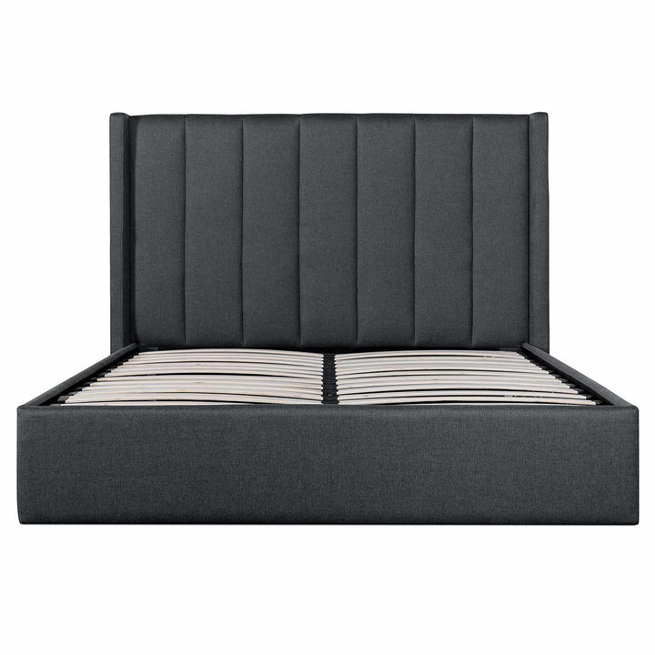 Sittingbourne - Fabric King Bed in Charcoal Grey with Storage