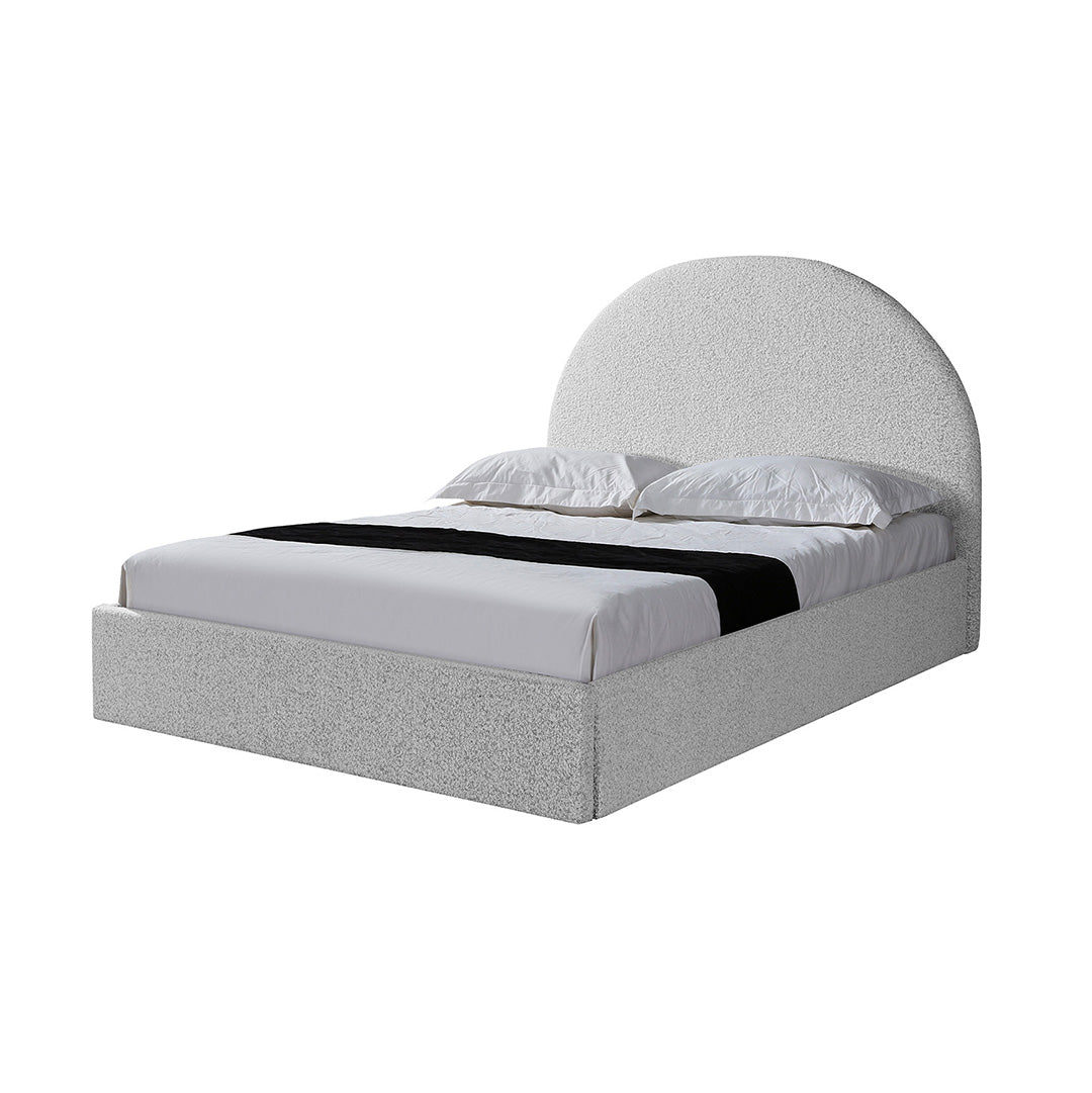 Sittingbourne Queen Sized Bed Frame - Pepper Boucle with Storage