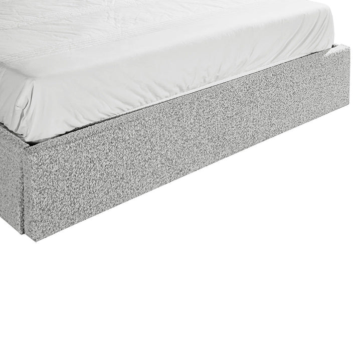 Sittingbourne Queen Sized Bed Frame - Pepper Boucle with Storage