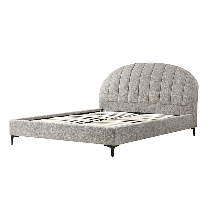 Sittingbourne Fabric Queen Bed Frame - Sand Boucle