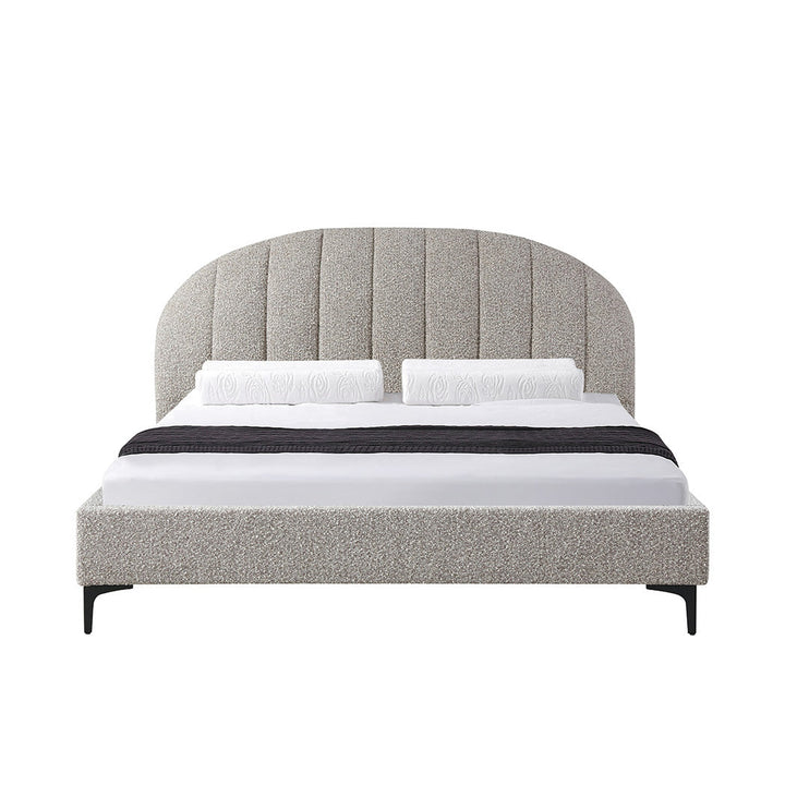 Sittingbourne Fabric Queen Bed Frame - Sand Boucle