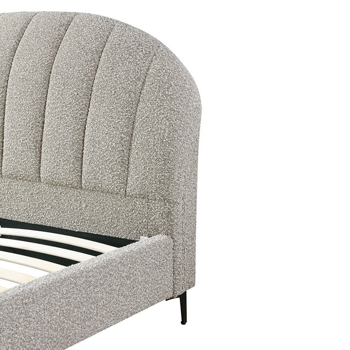 Sittingbourne Fabric Queen Bed Frame - Sand Boucle