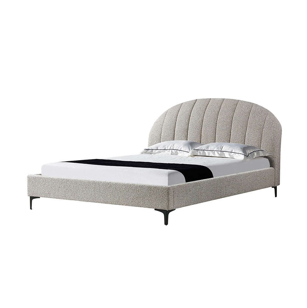 Sittingbourne Fabric Queen Bed Frame - Sand Boucle