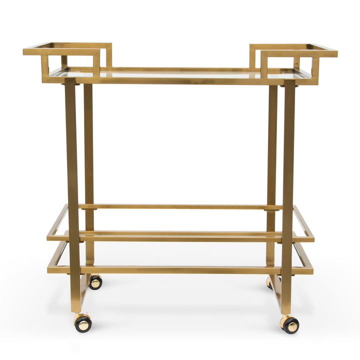 Gilman Glass Bar Cart - Brushed Gold