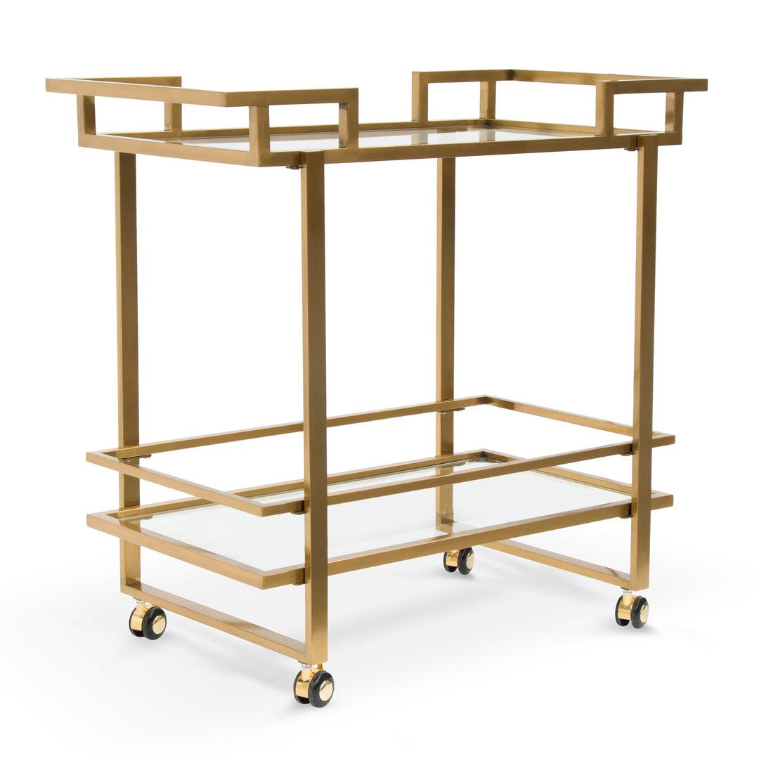 Gilman Glass Bar Cart - Brushed Gold