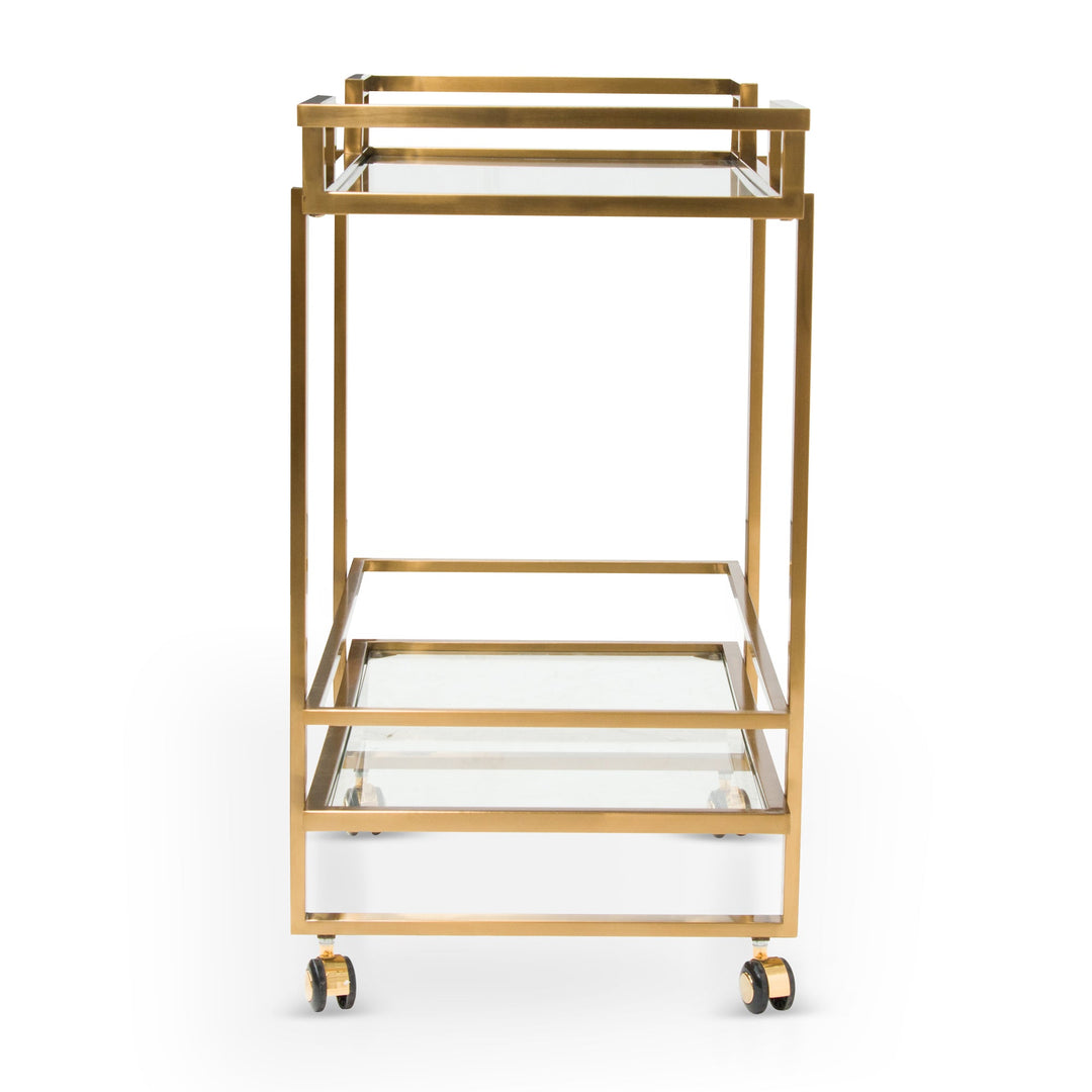 Gilman Glass Bar Cart - Brushed Gold