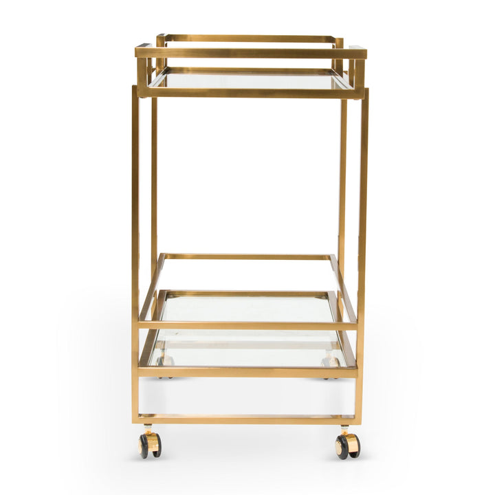 Gilman Glass Bar Cart - Brushed Gold