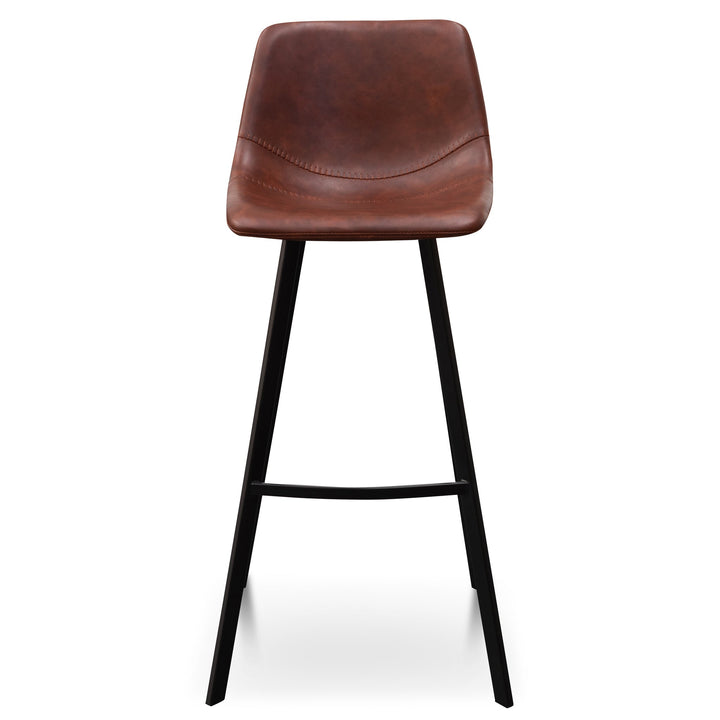 Griffith 80cm Bar Stool - Cinnamon Brown PU Leather (Set of 2)