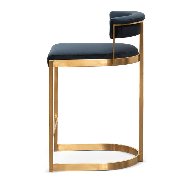 Gilman Indigo Velvet Bar Stool - Golden Base