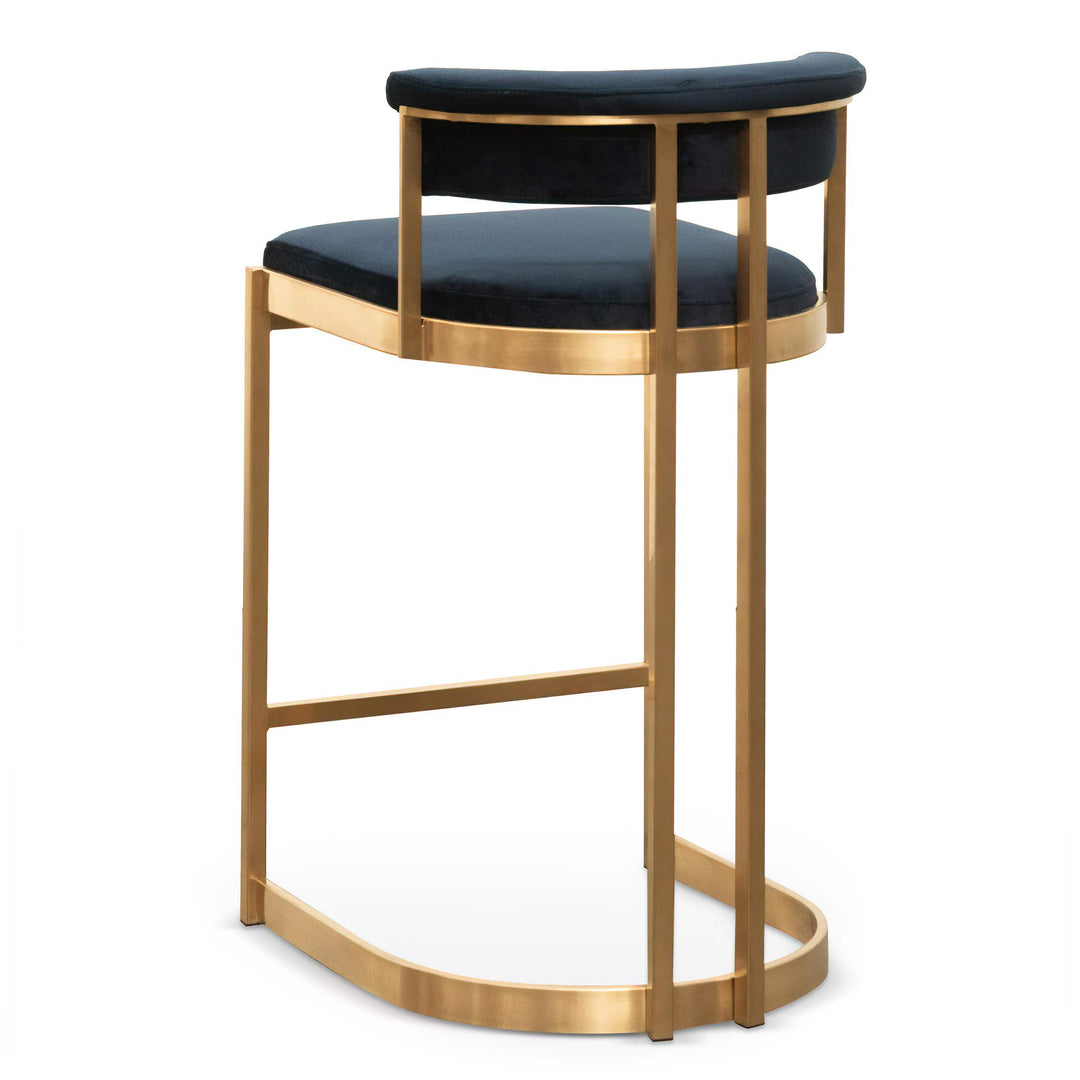 Gilman Indigo Velvet Bar Stool - Golden Base