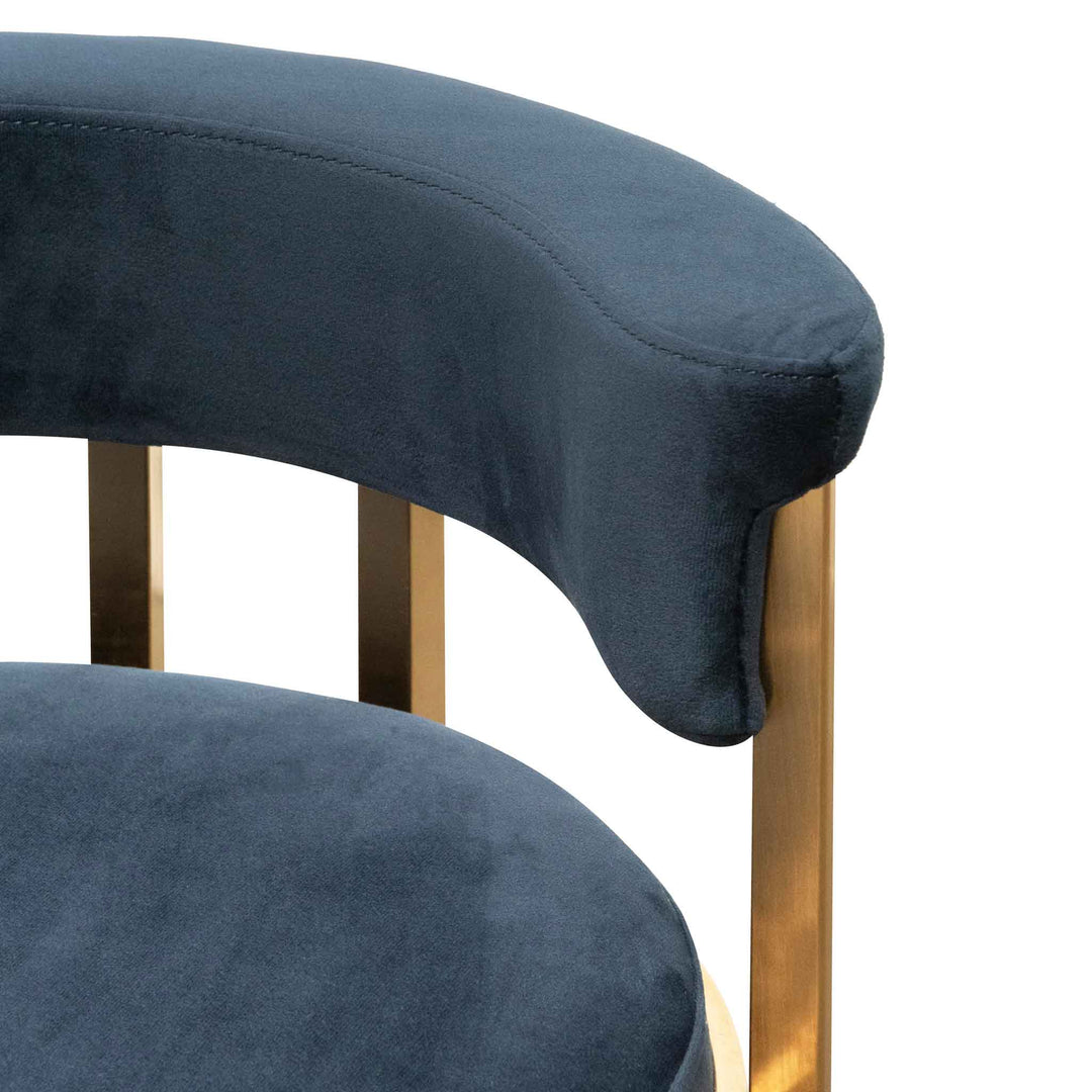 Gilman Indigo Velvet Bar Stool - Golden Base