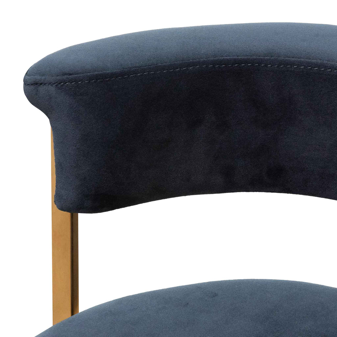 Gilman Indigo Velvet Bar Stool - Golden Base