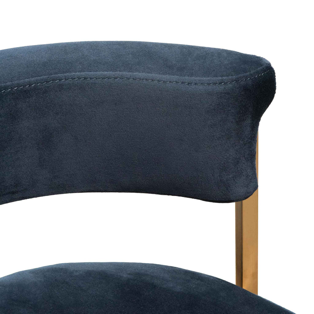 Gilman Indigo Velvet Bar Stool - Golden Base