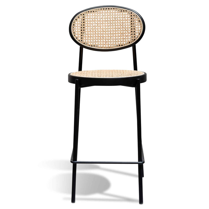 Folkestone 65cm Natural Rattan Bar Stool - Black (Set of 2)