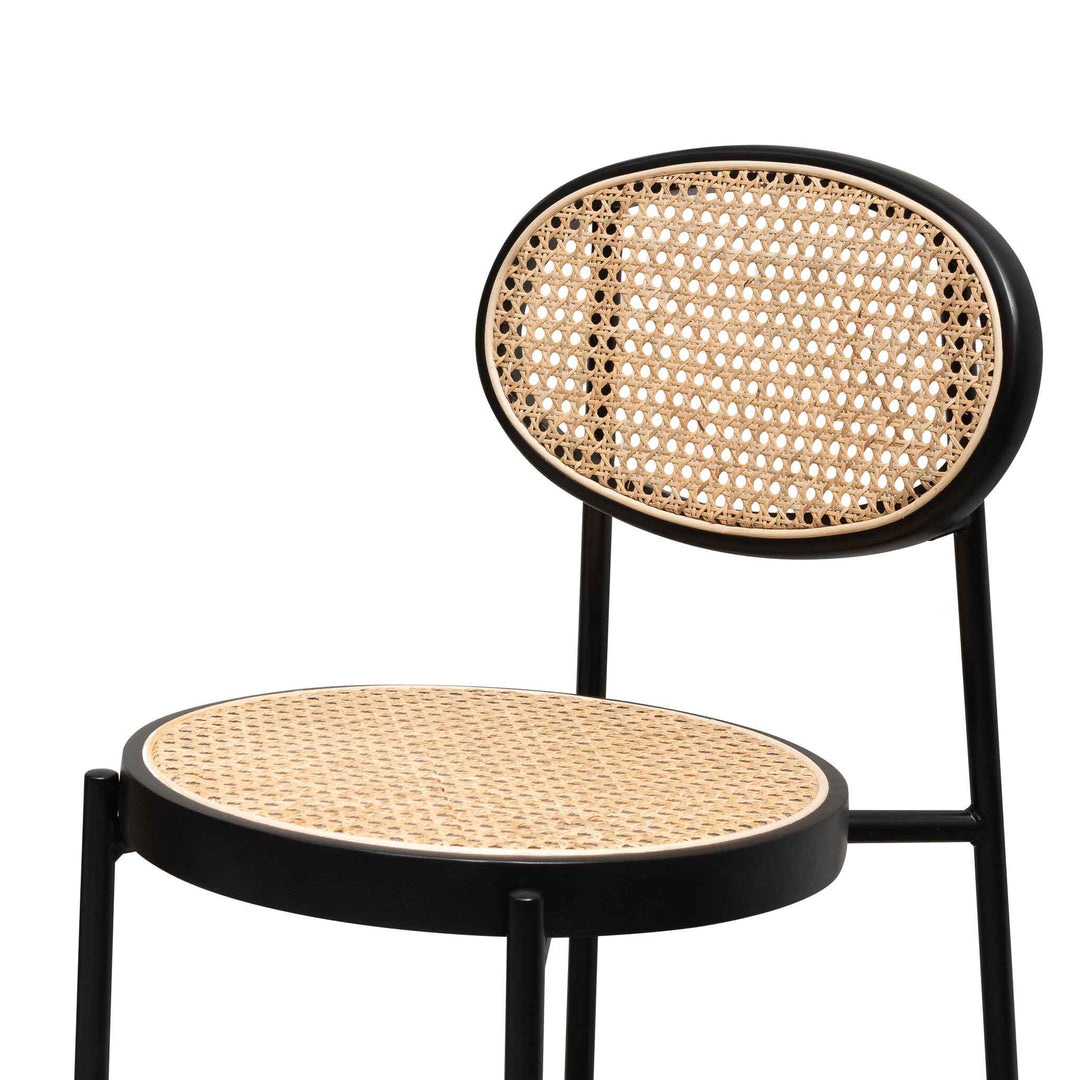 Folkestone 65cm Natural Rattan Bar Stool - Black (Set of 2)