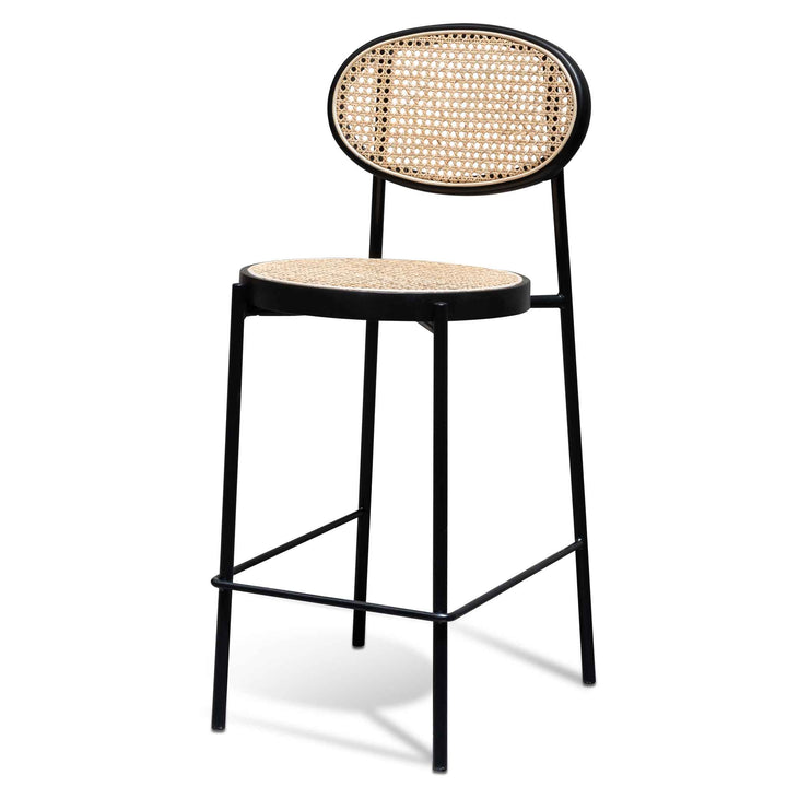 Folkestone 65cm Natural Rattan Bar Stool - Black (Set of 2)