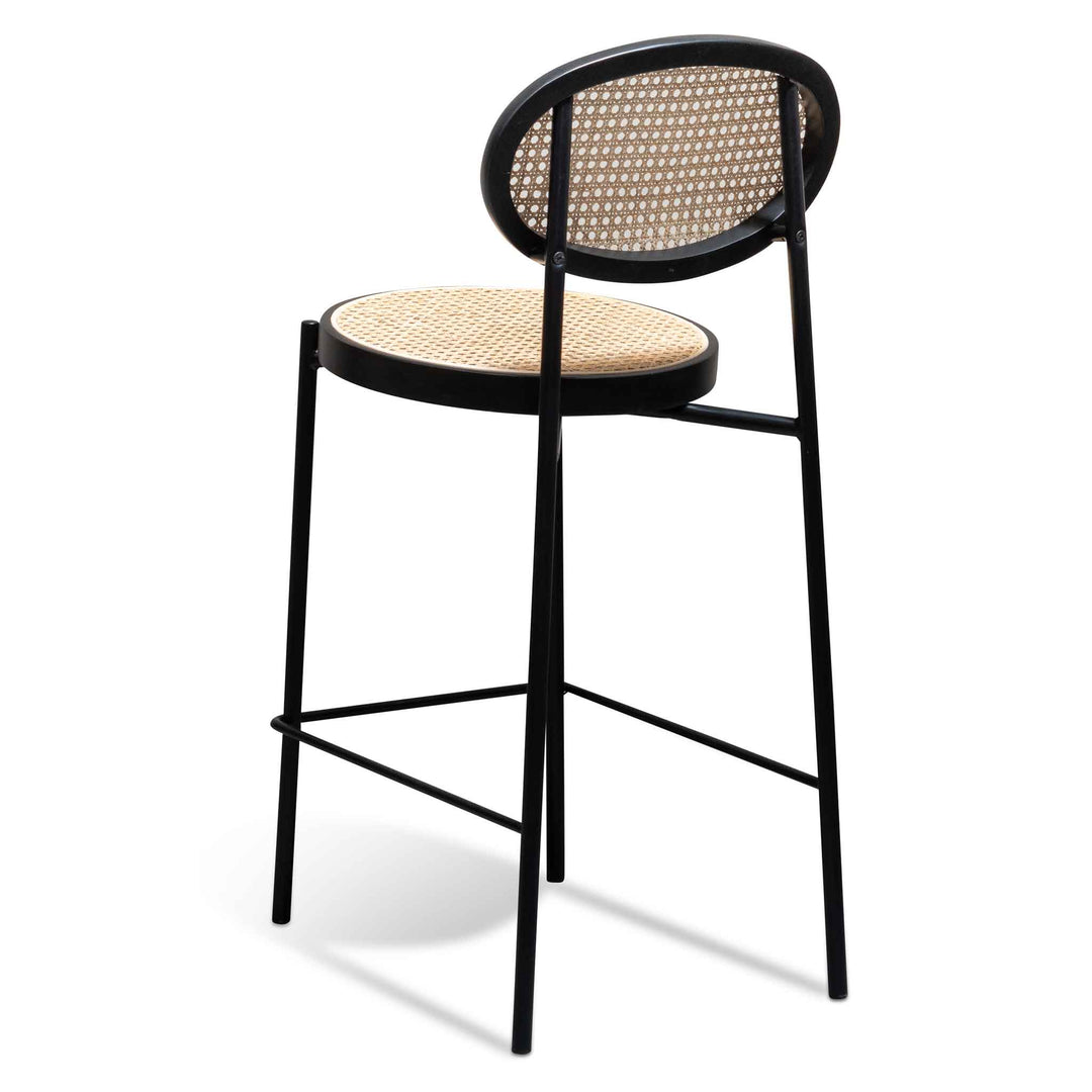 Folkestone 65cm Natural Rattan Bar Stool - Black (Set of 2)