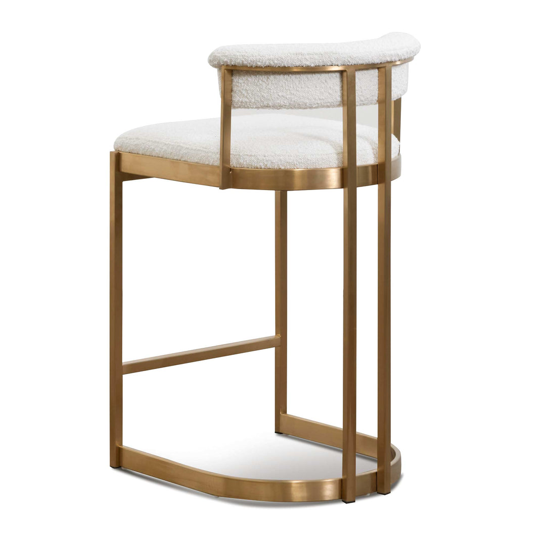 Gilman Ivory White Boucle Bar Stool - Golden Base