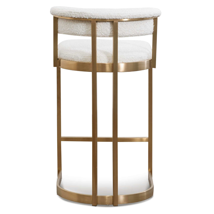 Gilman Ivory White Boucle Bar Stool - Golden Base