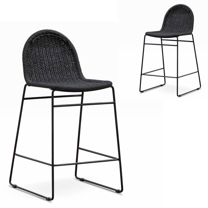 Bellevue 65cm Barstool - Full Black (Set of 2)