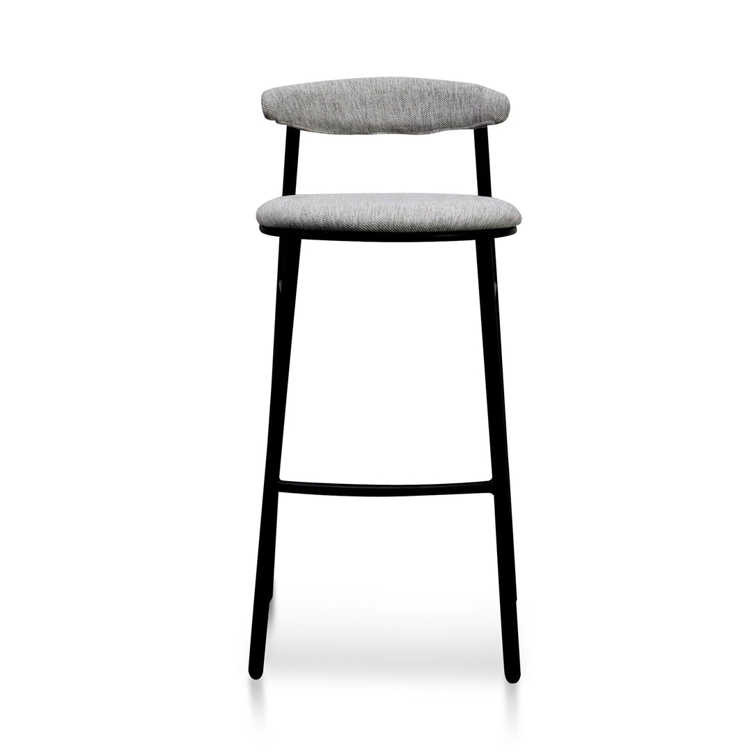 Folkestone 65cm Fabric Bar Stool - Silver Grey and Black Legs (Set of 2)