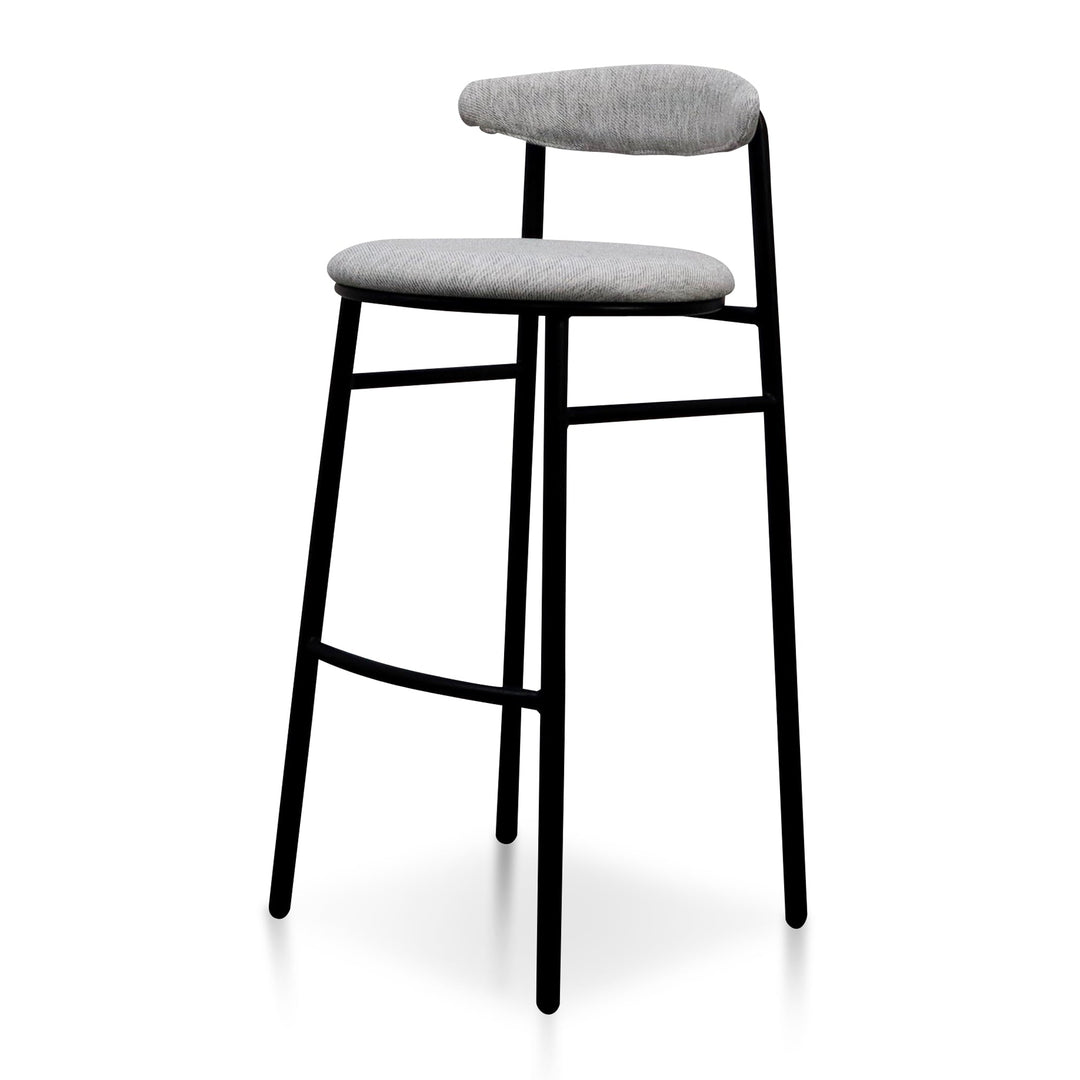 Folkestone 65cm Fabric Bar Stool - Silver Grey and Black Legs (Set of 2)