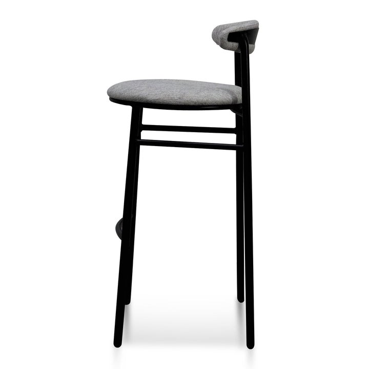 Folkestone 65cm Fabric Bar Stool - Silver Grey and Black Legs (Set of 2)