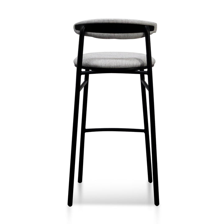 Folkestone 65cm Fabric Bar Stool - Silver Grey and Black Legs (Set of 2)