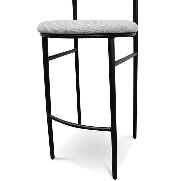 Folkestone 65cm Fabric Bar Stool - Silver Grey and Black Legs (Set of 2)