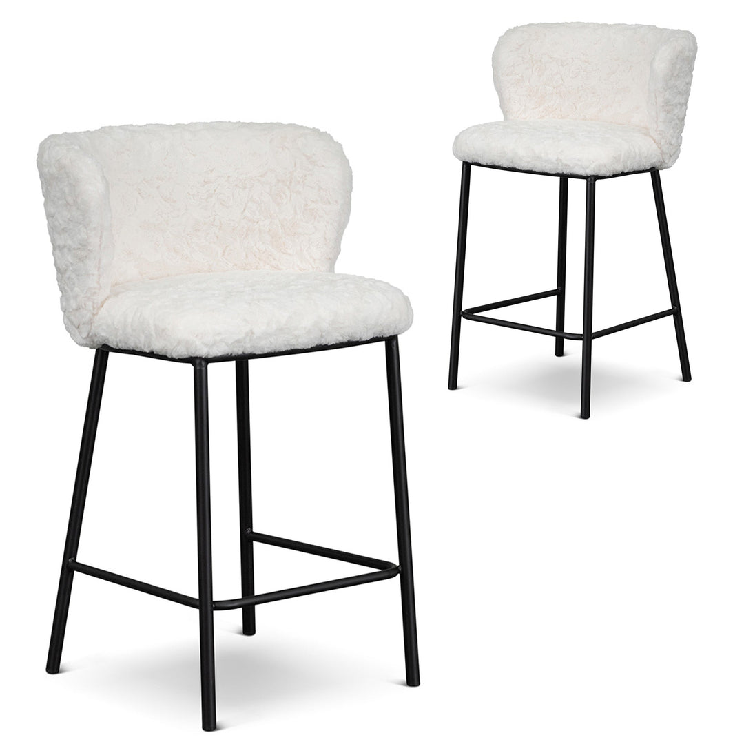 Phoebe 65cm Fabric Bar Stool - White Rabbit (Set of 2)