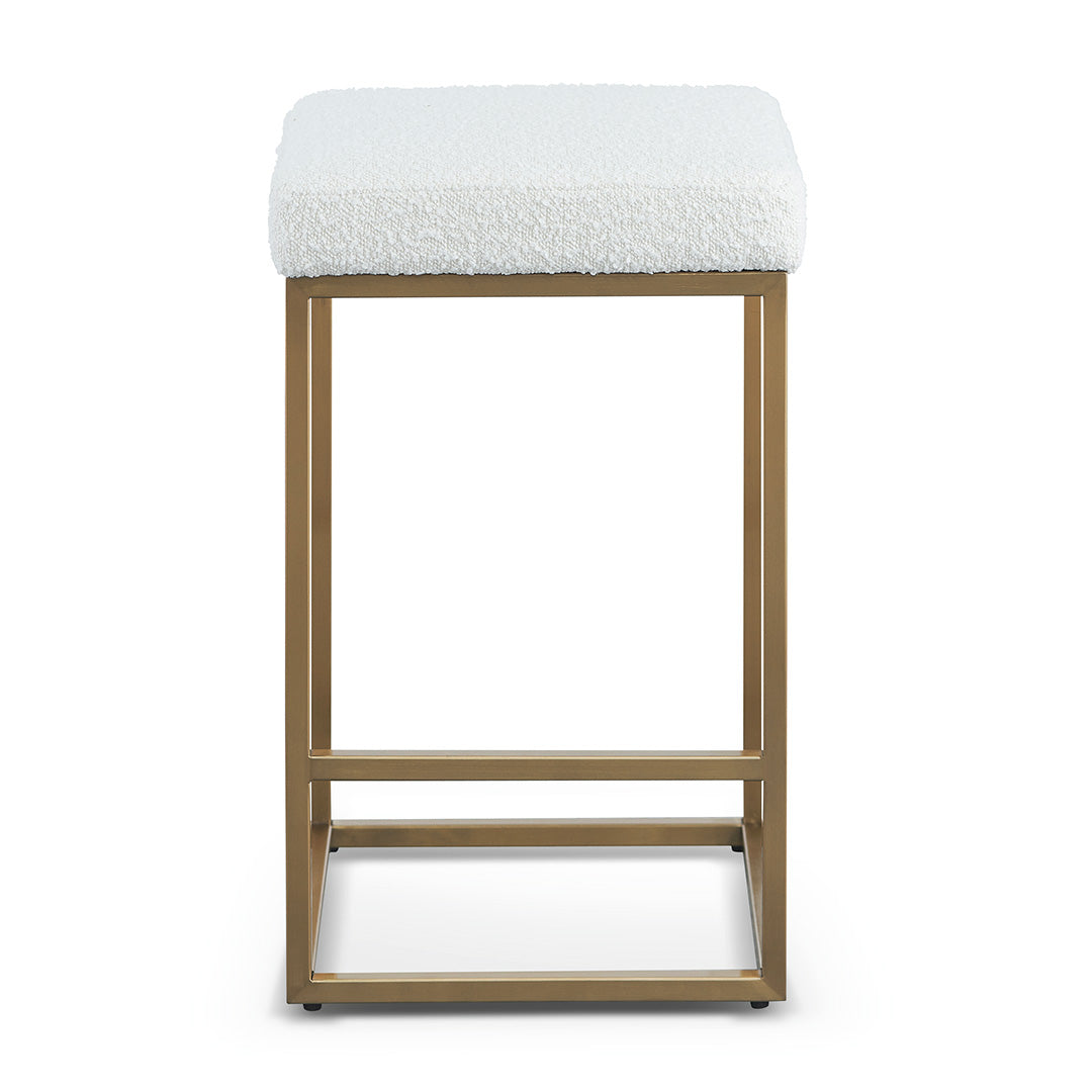 Gilman Ivory White Boucle Bar Stool - Brushed Gold Base