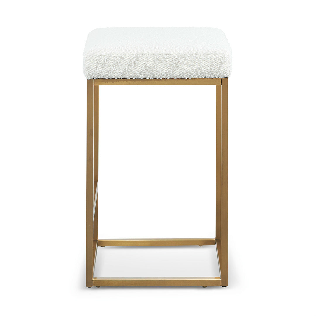 Gilman Ivory White Boucle Bar Stool - Brushed Gold Base