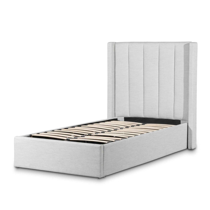 Sittingbourne Fabric Single Bed Frame - Pearl Grey with Storage