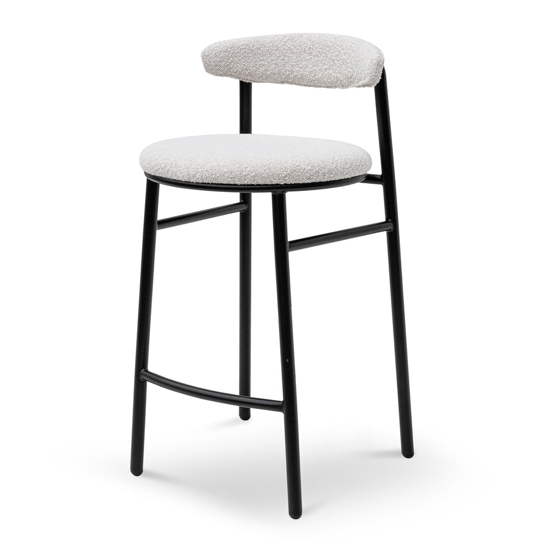 Folkestone 65cm Bar Stool - Moon White Boucle and Black Legs (Set of 2)