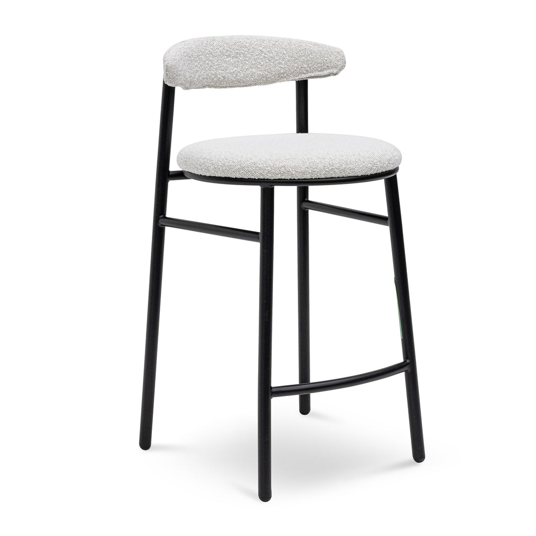 Folkestone 65cm Bar Stool - Moon White Boucle and Black Legs (Set of 2)