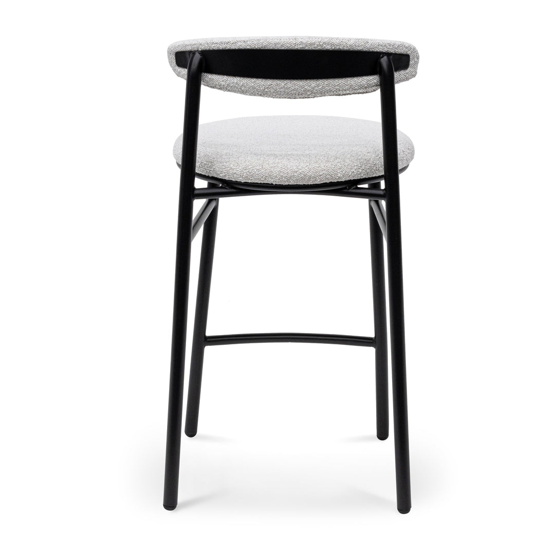 Folkestone 65cm Bar Stool - Moon White Boucle and Black Legs (Set of 2)