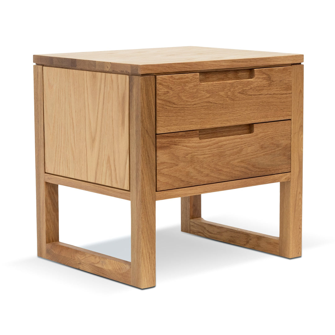 Campbell 2 Drawer Wooden Bedside Table - Natural Oak