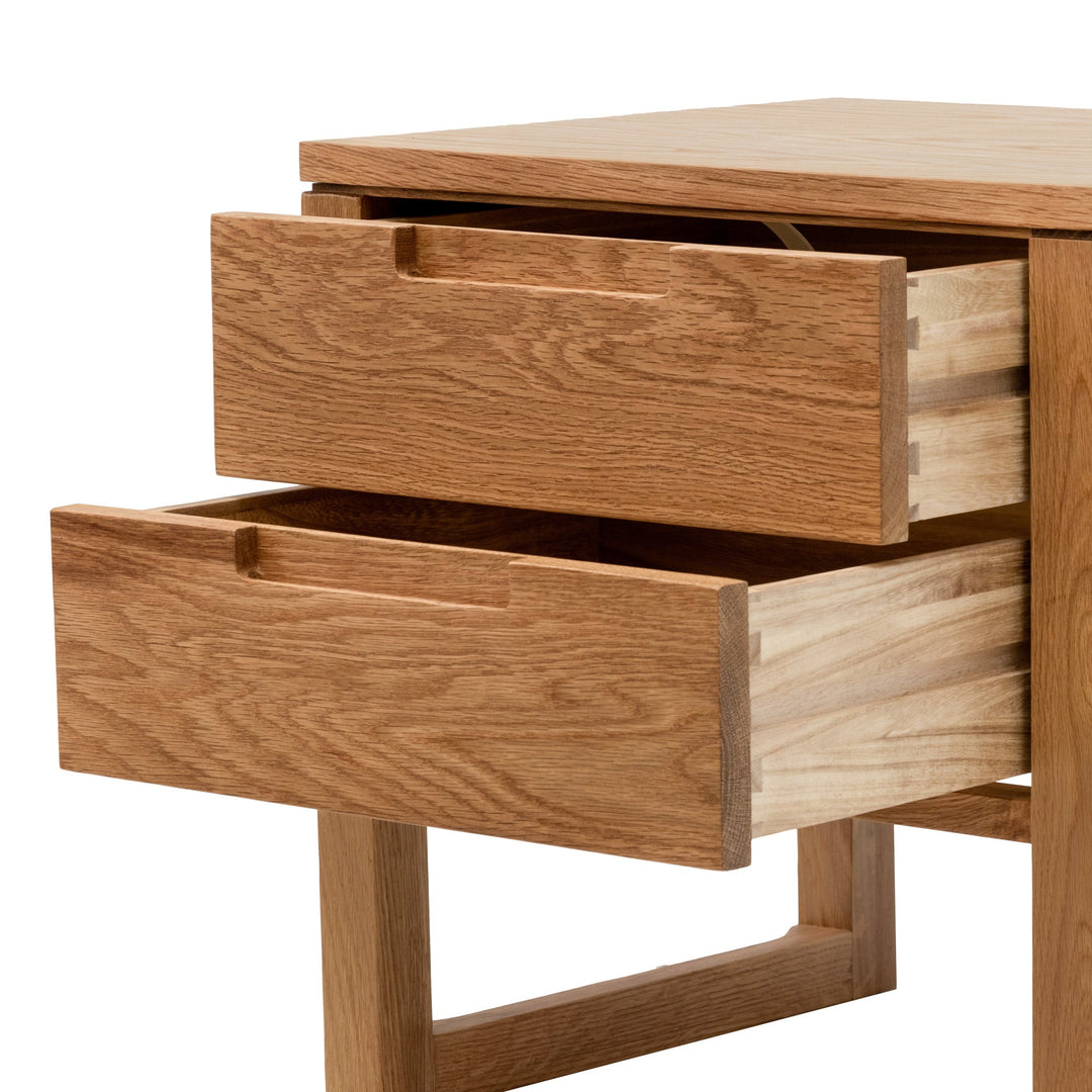 Campbell 2 Drawer Wooden Bedside Table - Natural Oak