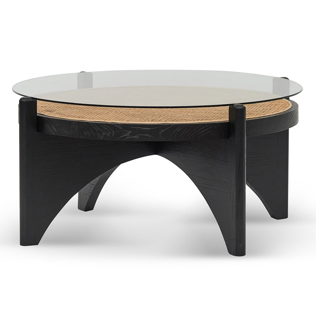 Abbotsford 96cm Round Glass Coffee Table - Black