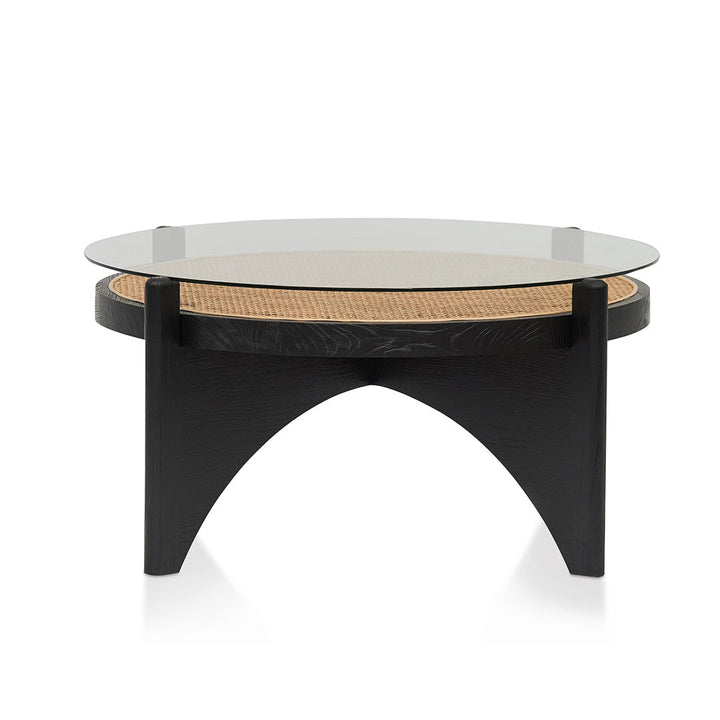 Abbotsford 96cm Round Glass Coffee Table - Black