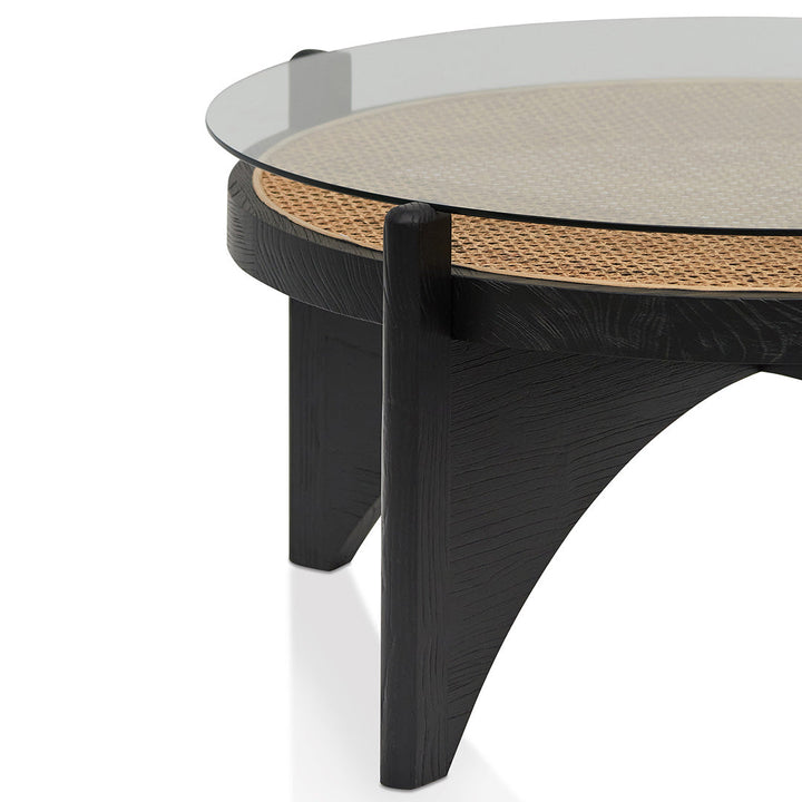 Abbotsford 96cm Round Glass Coffee Table - Black