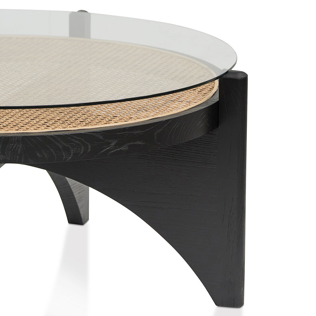 Abbotsford 96cm Round Glass Coffee Table - Black