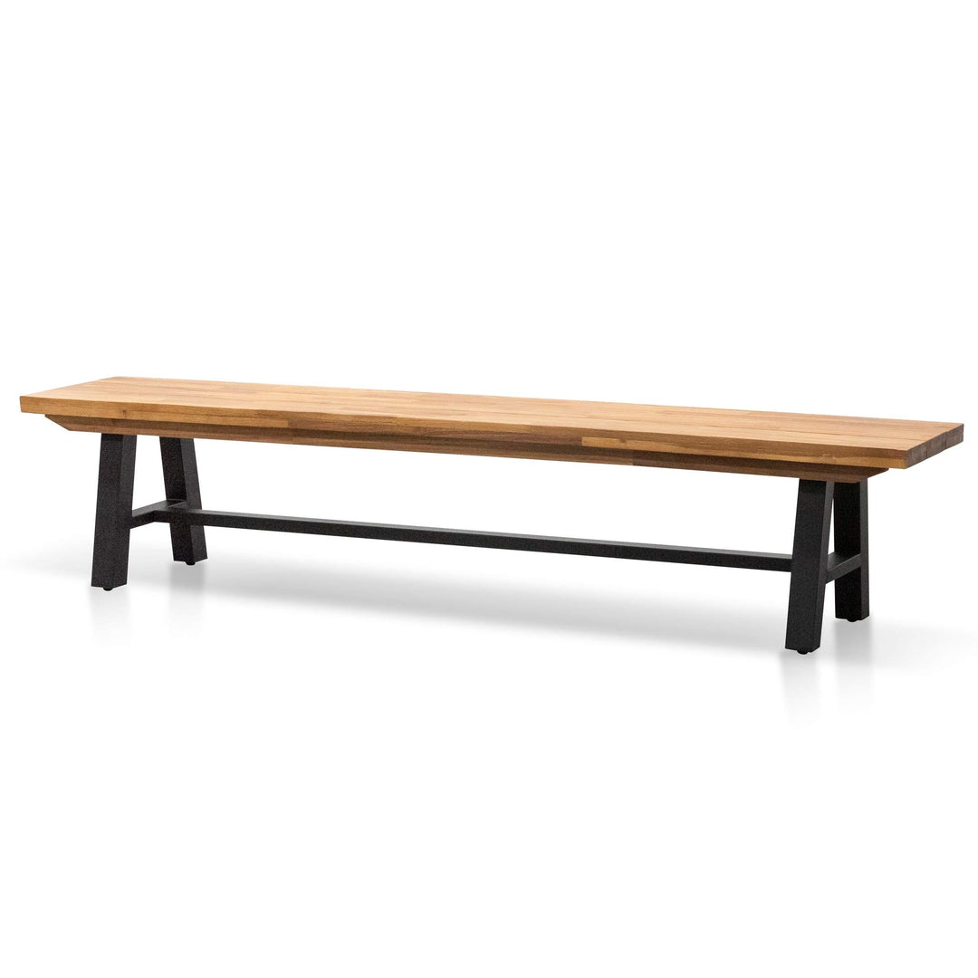 Nolan Outdoor Wooden Bench - Natural Top and Black Legs