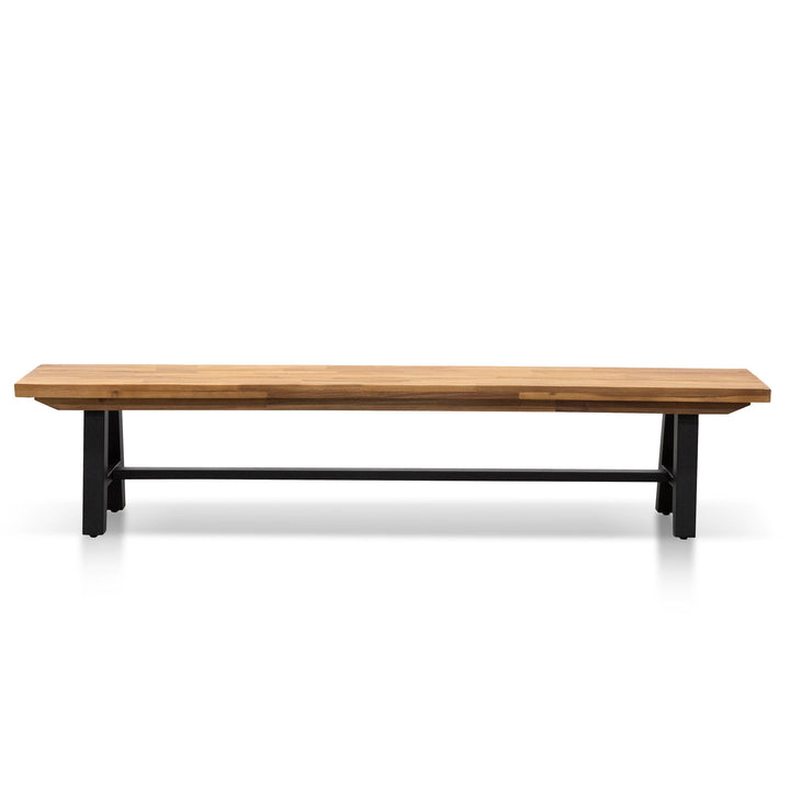 Nolan Outdoor Wooden Bench - Natural Top and Black Legs